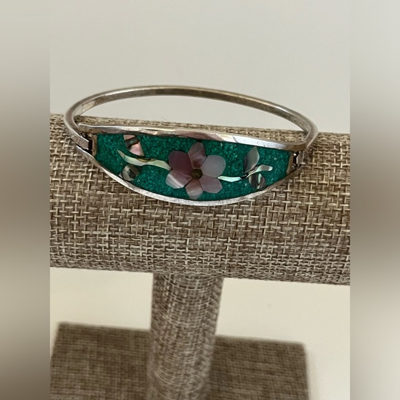 Taxco Jewelry - Taxco México Beautiful Vintage Flower Inlay Bracelet